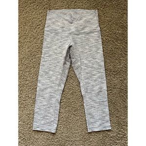 Lululemon white/grey “striped” leggings, 21” inseam, size 8